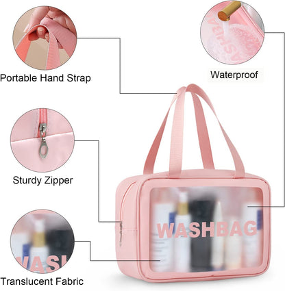 Transparent Travel Bag Set – 3-Piece Waterproof Cosmetic Organizer Pouches
