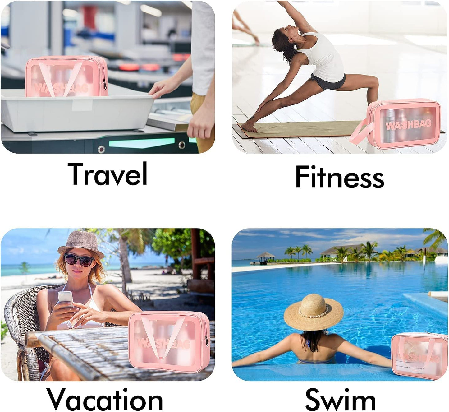 Transparent Travel Bag Set – 3-Piece Waterproof Cosmetic Organizer Pouches